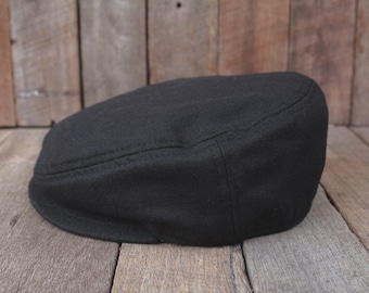 Black Flat Cap | Men's Fashion Cap | Wool Hat | Paperboy Hat | Newsboy Hat | Vintage Cap