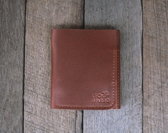 Brown Coffee Genuine Full Grain Leather Wallet // Simple Unisex  Tri-fold Design // Gift for him // Mens birthday or anniversary gift //