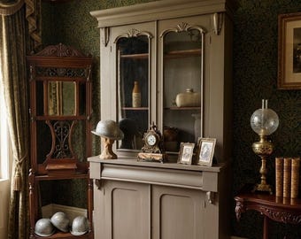 Victorian painted bookcase/dresser