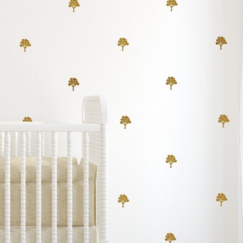 Gold Tree Wall Decals Gold Wall Decor Gold Wallpaper Etsy