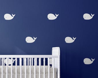 Whale Wall Decals - Ocean Nursery Decor, Nautical Baby Room Stickers