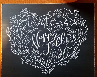 Fall Wreath Front Door Decal - Autumn Leaves Welcome Sign, Fall Porch Decor
