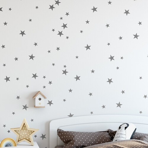 Star Vinyl Wall Decal 148 Silver Stars Star Wall Decal Art Etsy UK