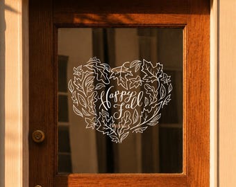 Fall Front Door Decal, Fall Porch Decor, Autumn Leaf Wreath