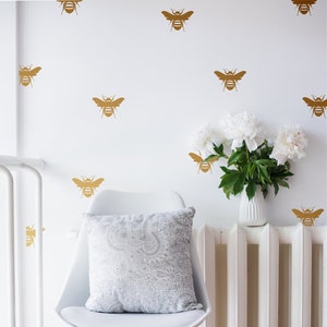 Bee Wall Decals, Honey Bee Decor, Bumble Bee Decor, Bee Stickers, Gold Honey Bee Decals, Honeycomb Decor, Nursery Decor, Beehive Decor, Bees image 1