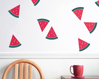 Watermelon Wall Decals, Fruit Wall Decals, Summer Decor, Kitchen Wall Art, Summer Fruit Wall Art, Kids Wall Stickers, Tropical Fruit Decor