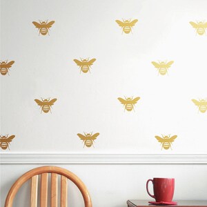 Bee Wall Decals, Honey Bee Decor, Bumble Bee Decor, Bee Stickers, Gold Honey Bee Decals, Honeycomb Decor, Nursery Decor, Beehive Decor, Bees image 2