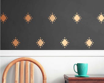 Copper Diamond Decal Pattern – Art Deco Vinyl Wall Stickers, Wallpaper style Decals