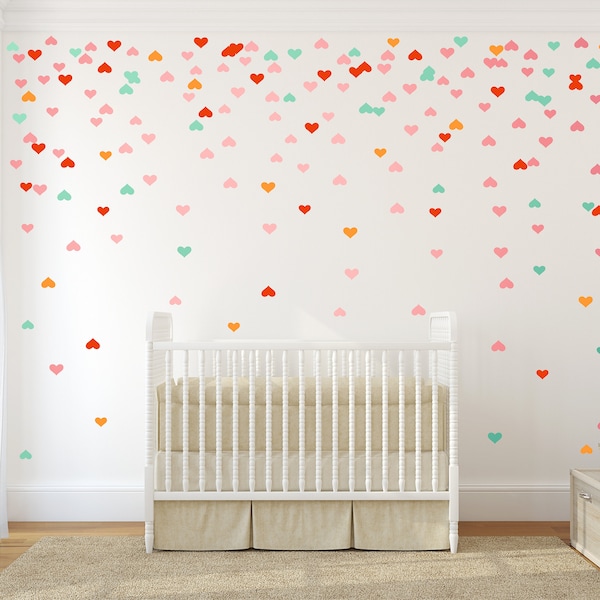 Colorful Hearts decals / Heart Wall Decal / Rainbow hearts / wall decal / wall decals / Heart Wall Decor / Heart Decor / colorful kids room