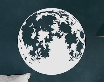 Large Moon Wall Decal, Moon Stickers, Bohemian Decor, Celestial Art, Boho Decor, Night Sky Art, Lunar Moon, Nursery Decor, Vinyl Wall Decals