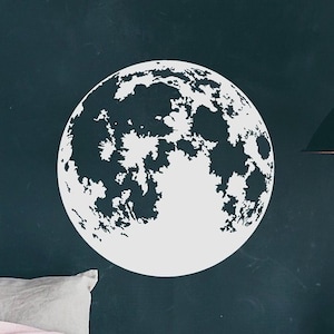 Duża naklejka ścienna z księżycem, naklejki z księżycem, wystrój boho, sztuka niebieska, wystrój boho, sztuka nocnego nieba, księżyc księżycowy, wystrój pokoju dziecięcego, naklejki ścienne winylowe