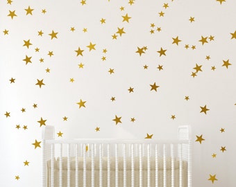 Gold Stars Wall Decal for nursery decor, kids wall decals, Gold star confetti