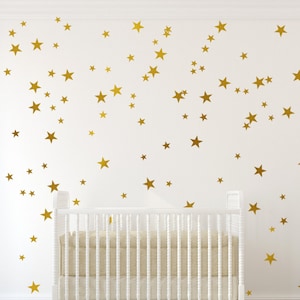 Gold Stars Wall Decal for nursery decor, kids wall decals, Gold star confetti