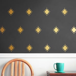 Gold vinyl wall decal pattern - Diamond - Living room wallpaper - Wall Decals - Diamond pattern - Wall Stickers - Vinyl wallpaper design