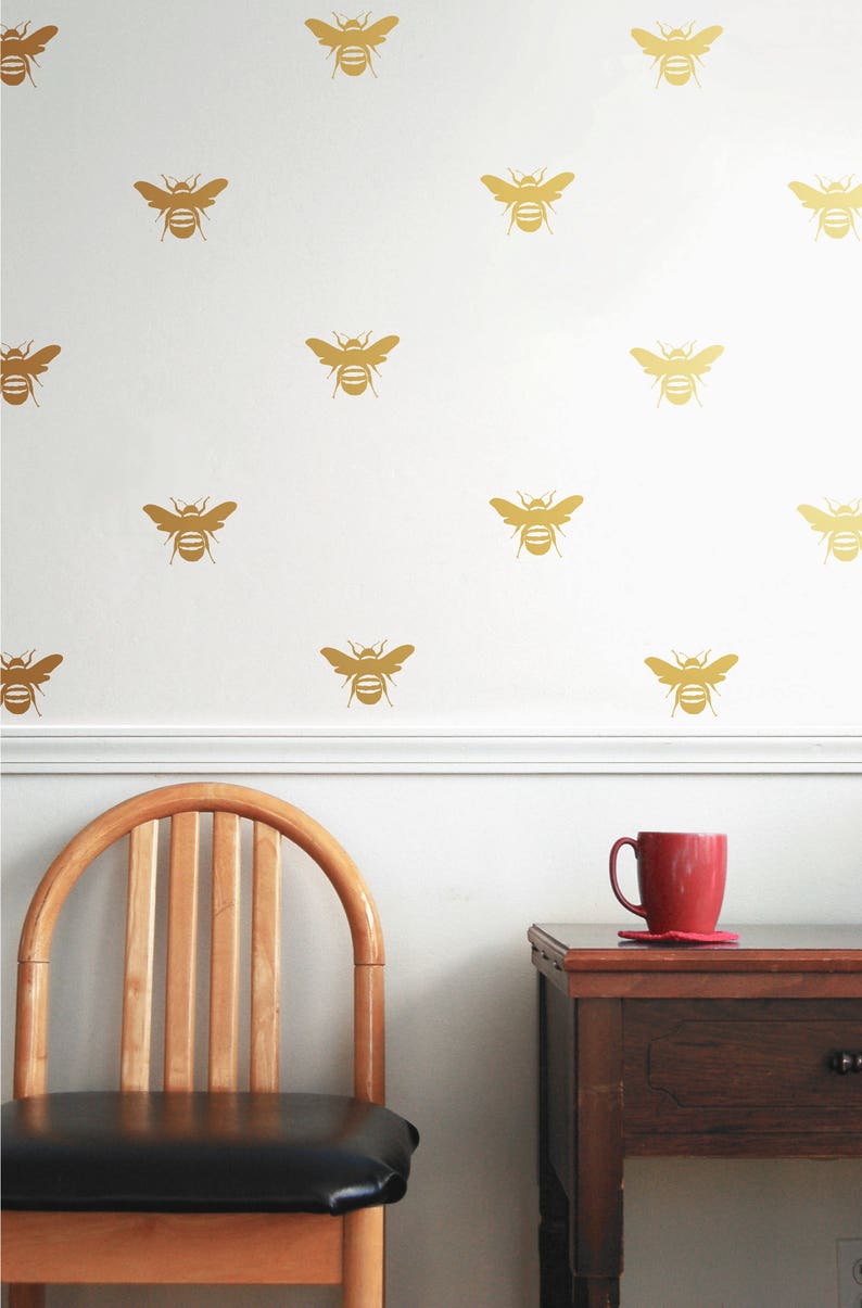 Bee Wall Decals, Honey Bee Decor, Bumble Bee Decor, Bee Stickers, Gold Honey Bee Decals, Honeycomb Decor, Nursery Decor, Beehive Decor, Bees image 2