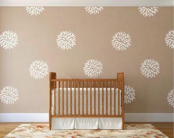 Flower Wall Decals - Floral Nursery Decor for Baby Girls Room, Removable Vinyl Decals