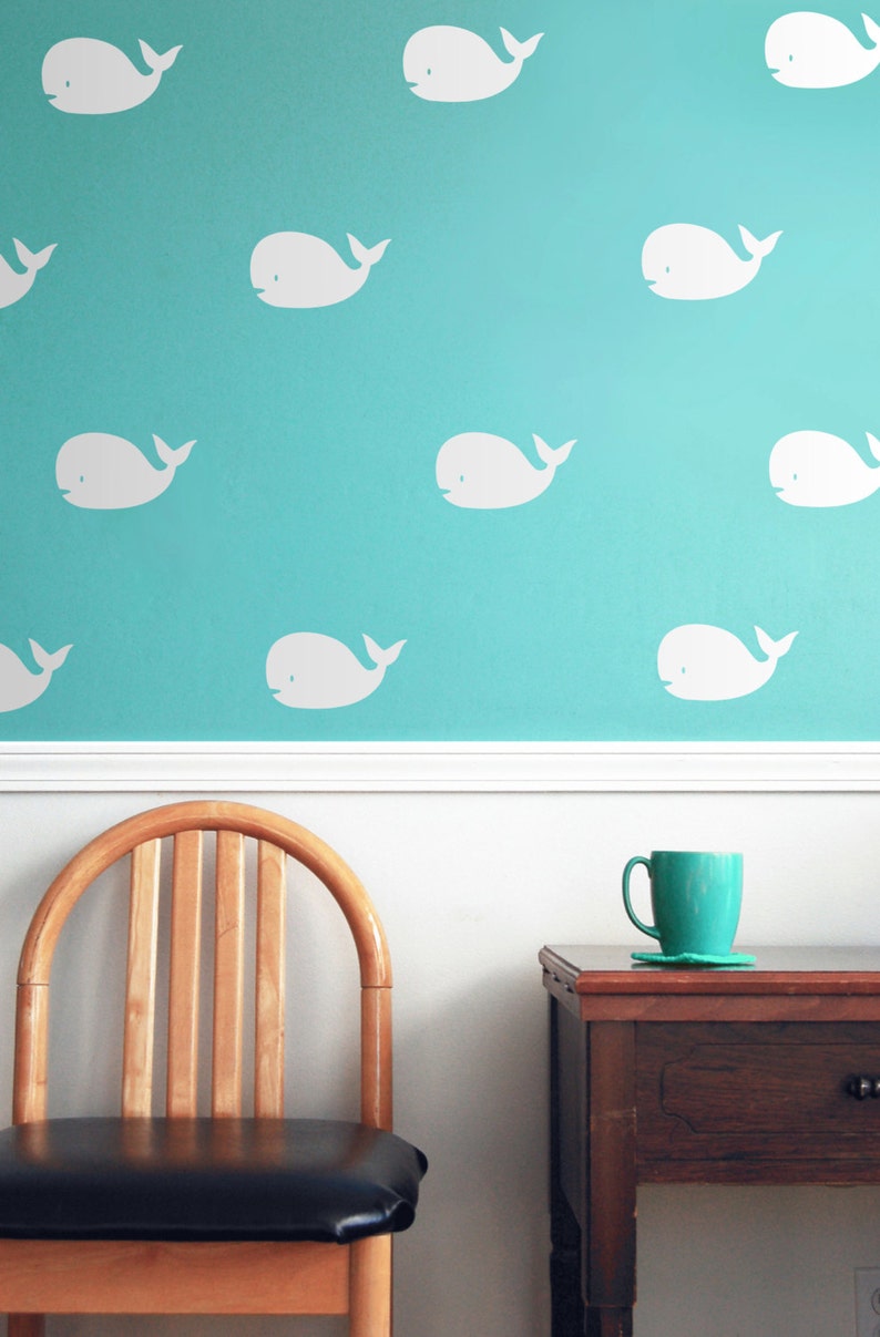 Whale Nursery Wall Art Decals Nursery Decor Nautical Etsy