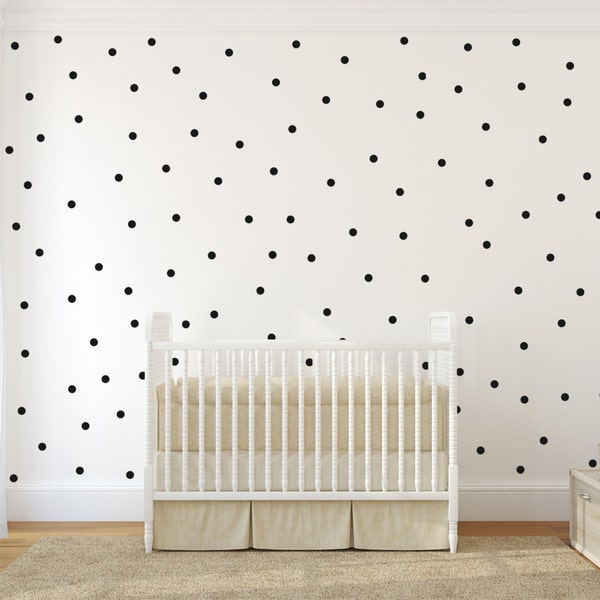 Small polka dot vinyl wall sticker decal art decor nursery wall decal - small black polka dots