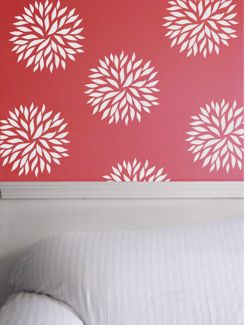 Vinyl wall decal flower blooms White wall decal pattern Etsy