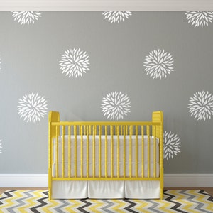 Vinyl wall decal flower blooms - White wall decal pattern flowers nursery decals