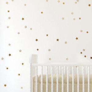 Gold star decals - Gold cut out stars, cute little stars, delicate star pattern, Gold pattern Gold wall decals by Jesabi