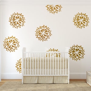 Vinyl wall decal art sticker - Rain Drop flower pattern - gold wall sticker gold wall pattern