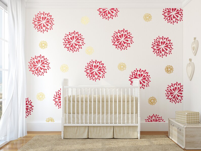 Flower Bloom Wall Decals White Flower Decals Living Room Etsy