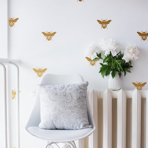 Stickers muraux abeilles, décoration de chambre d'abeilles dorées
