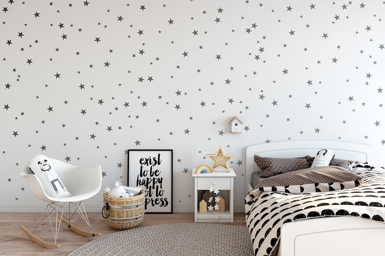 vinyl star decals 148 silver stars star wall decal art | etsy