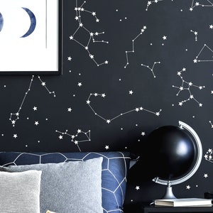 Constellation Wall Decals, Kids Room Decor, Constellation Star Map, Constellation Decals, Zodiac Constellations Wall Art, Boy Nursery Decor