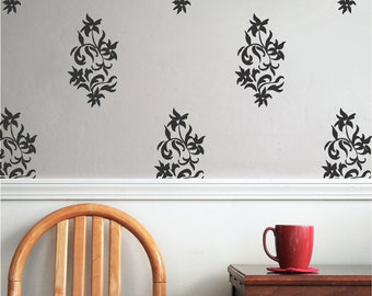 Floral Damask Vinyl Wall Decal, Damask Wallpaper Pattern, Flower Inspired Damask Wallpaper, DIY Wall Decor, Vintage Wallpaper Design