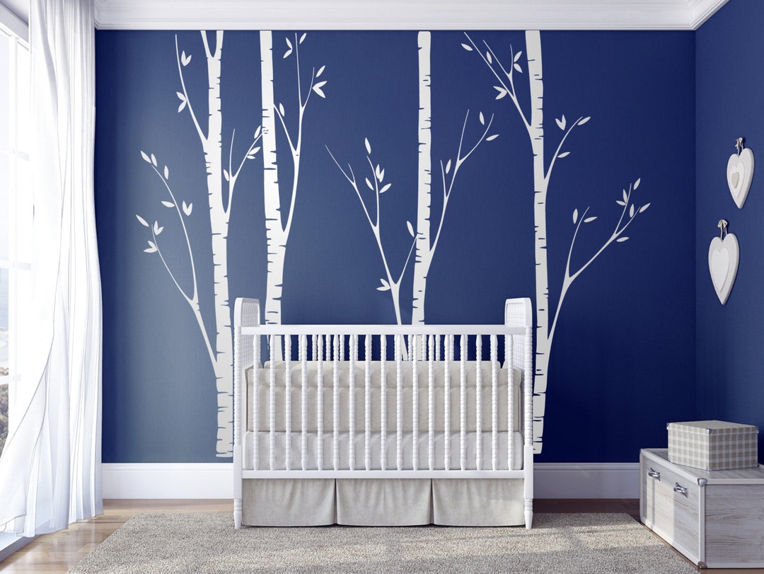 Birch Tree Wall Decals Birch Tree Decal White Tree Wall Etsy