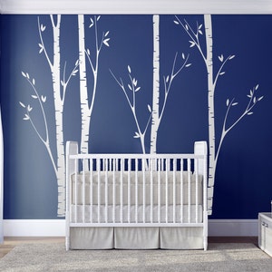 White Birch Tree Wall Decals - Woodland Wall Mural, Nursery Decor
