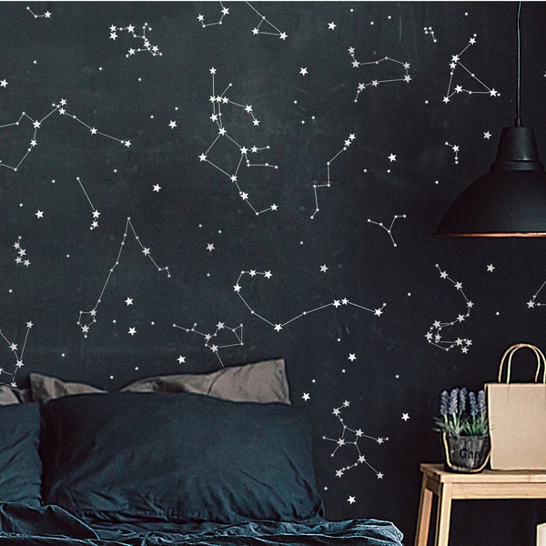 Constellation Stickers, Constellation Decals, Astronomy Wall Art, Constellation Star Map, Night Sky Constellations, Zodiac Wall Art, Virgo