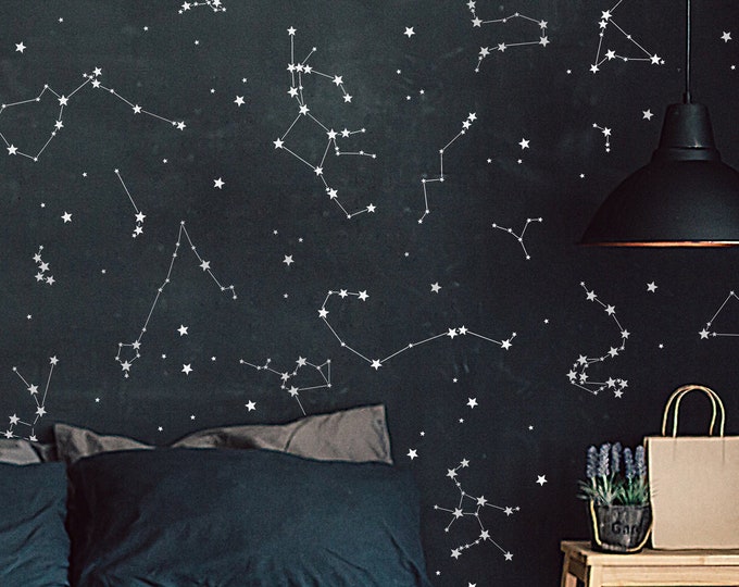 Constellation Stickers, Constellation Decals, Astronomy Wall Art, Constellation Star Map, Night Sky Constellations, Zodiac Wall Art, Virgo