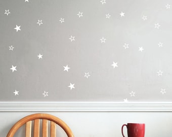 star vinyl wall decal -  white cut out stars - star wall decal art sticker for baby room nursery - white vinyl star wall decals