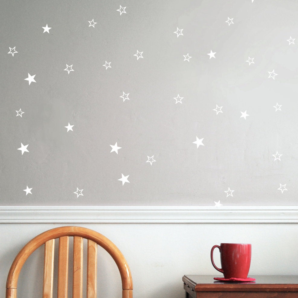 Star Vinyl Wall Decal White Cut Out Stars Star Wall Decal Etsy