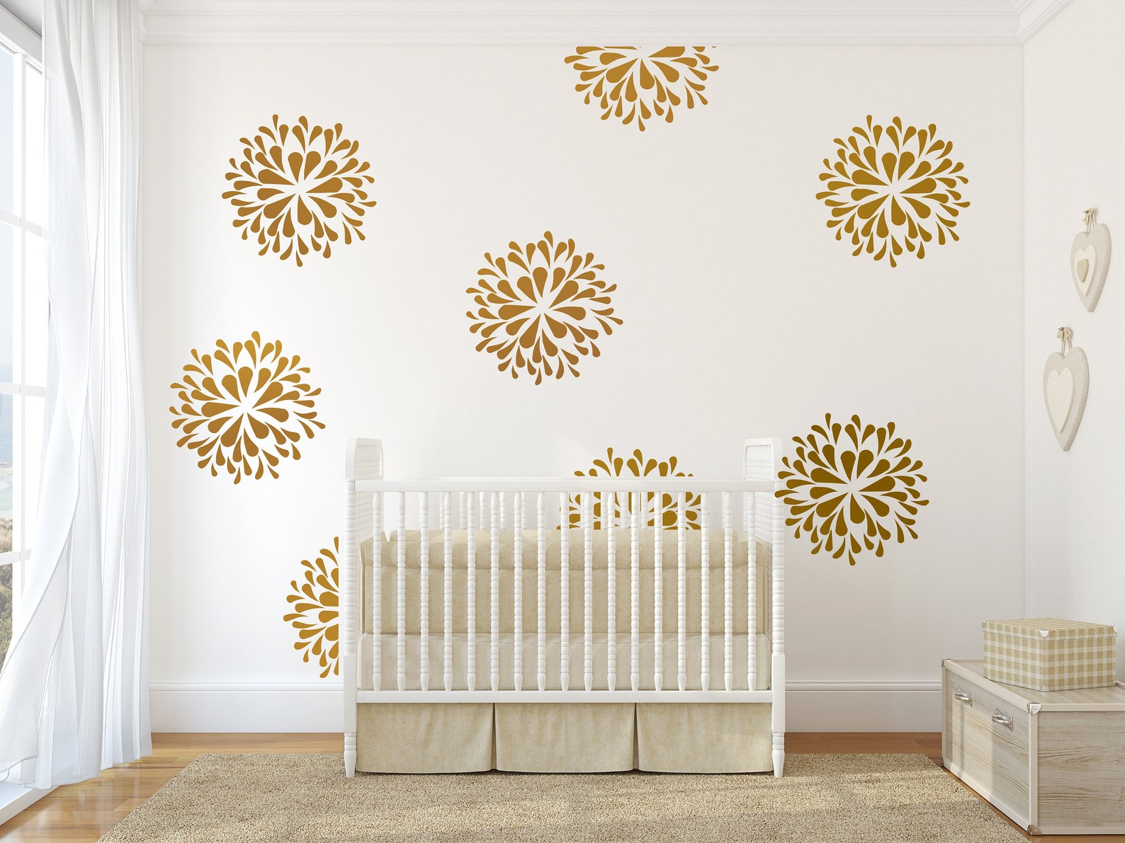 Flower Bloom Wall Decals White Flower Decals Living Room Etsy