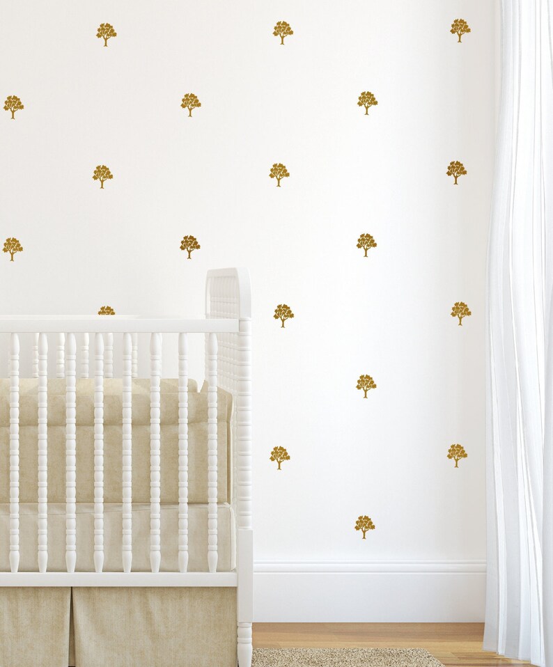 Gold Tree Wall Decals Gold Wall Decor Gold Wallpaper Etsy