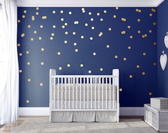 Gold Polka Dot Wall Decal, Gold Wall Decals, Confetti Dots Wall Decor, Confetti Party Decor, Gold Nursery Decor, Baby Nursery Wall Decals