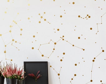 Gold Constellation Vinyl Stickers, Celestial Star Map Decals