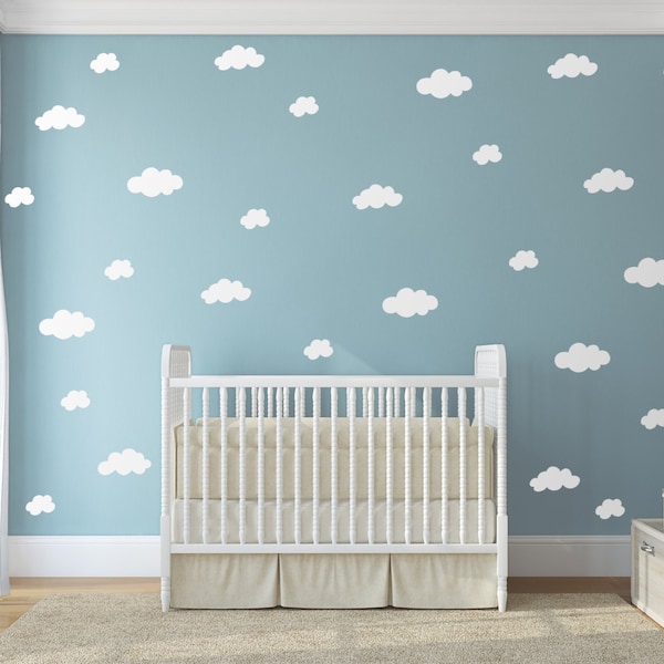 White Cloud decals wall decor, vinyl wall decor stickers, clouds in three different sizes, nursery wall decor, baby room, kid's play room