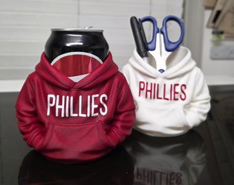 Philadelphia baseball Go Phils Hoodie Desk Pen Holder Can Soda Beer Holder