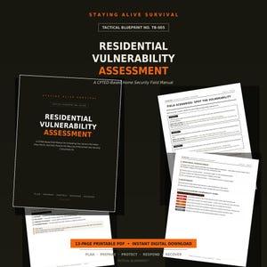 Home Security Checklist PDF | Residential Vulnerability Assessment | CPTED Audit | Tactical Blueprints TB-005 | Digital Download