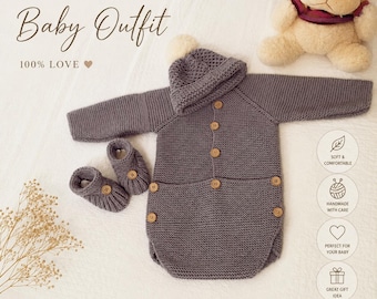 Conjunto de presente para bebê em tricô
