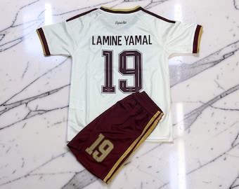 Conjunto de uniforme juvenil Lamine Yamal #19 Espanha | Uniforme de visitante 2026