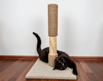 Klösträd för katt standard junior 60cm modernt klösträd i trä minimalistiskt kattmöbler massivt trä katttorn tungt handgjort