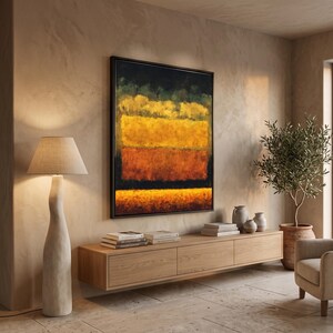Abstract Mark Rothko Style Canvas Wall Art, Warm Tones Rectangular Color Blocks, Modern Minimalist Home Decor, Large Contemporary Painting