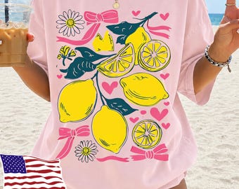 Comfort Colors® Girls Retro Sardines La Dolce Vita Tee, Lemon Shirt, Italy T-shirt, Coastal Granddaughter Aesthetic Amalfi Coast