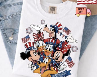 Mickey and Friends 4th July 2026 Shirt, Disney Independence Day Tee, Disneyland Family, Walt Disney World T-shirt